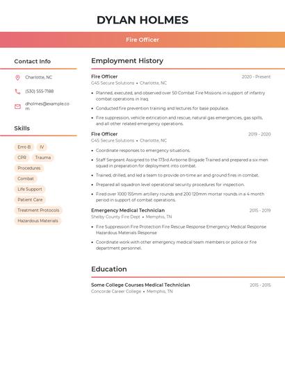 Fire Officer Resume