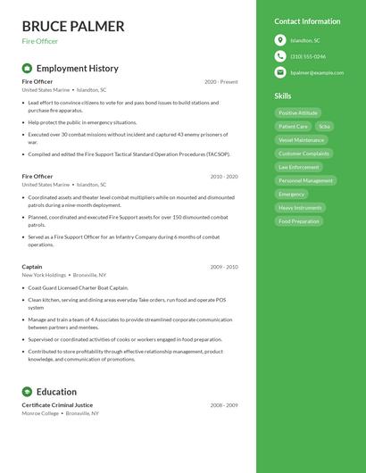 Fire Officer Resume