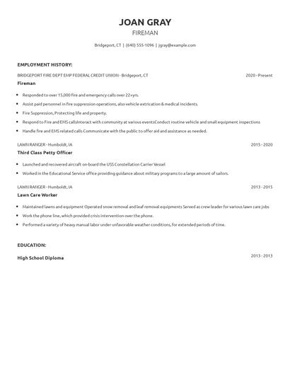 Fireman Resume