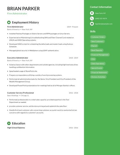 Firm Administrator Resume