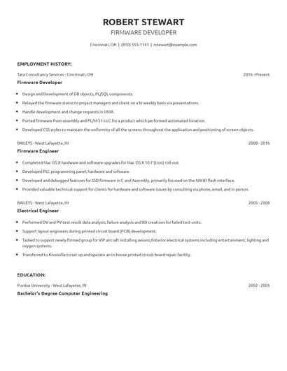Firmware Developer Resume
