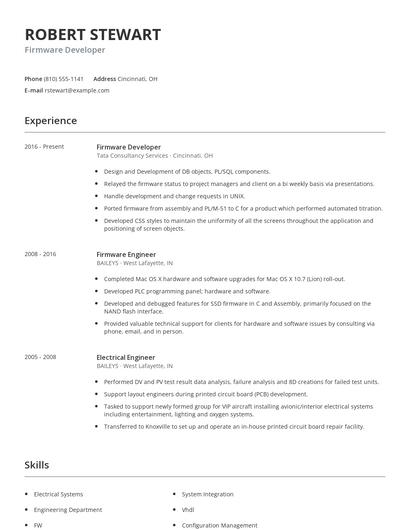 Firmware Developer Resume