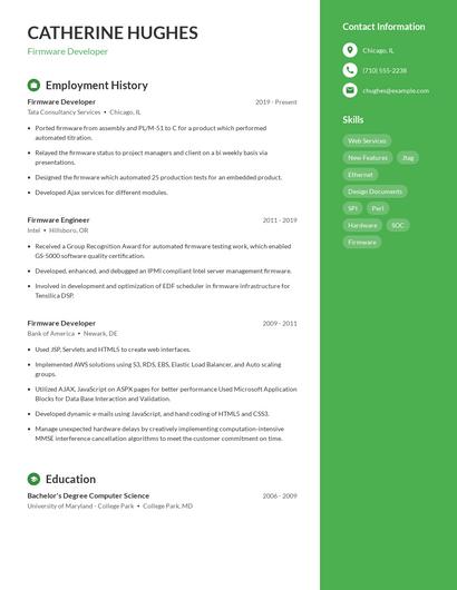 Firmware Developer Resume