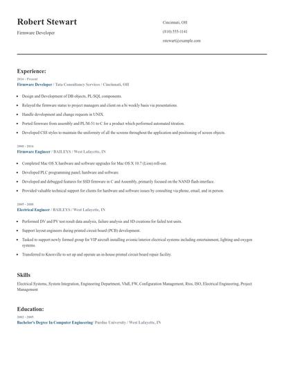 Firmware Developer Resume