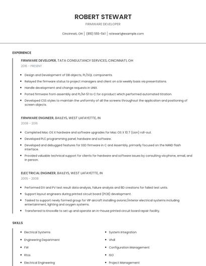 Firmware Developer Resume