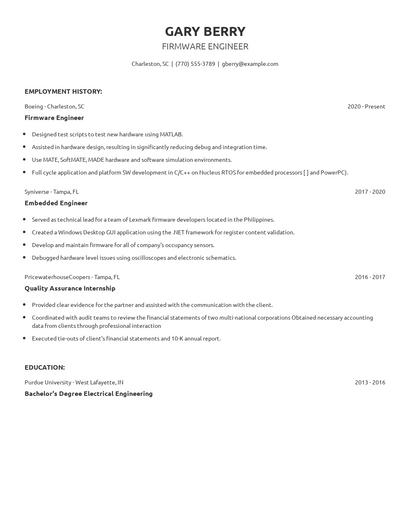 Firmware Engineer Resume