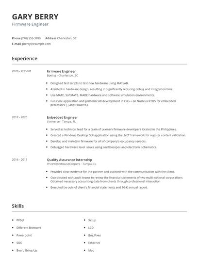 Firmware Engineer Resume