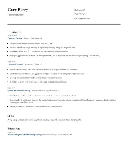 Firmware Engineer Resume