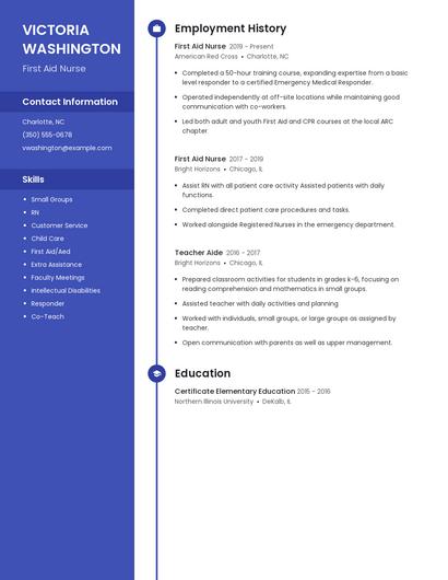 First Aid Nurse Resume