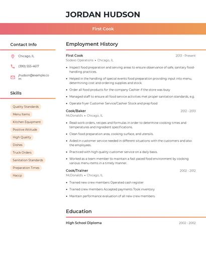 First Cook Resume