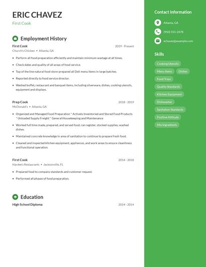 First Cook Resume