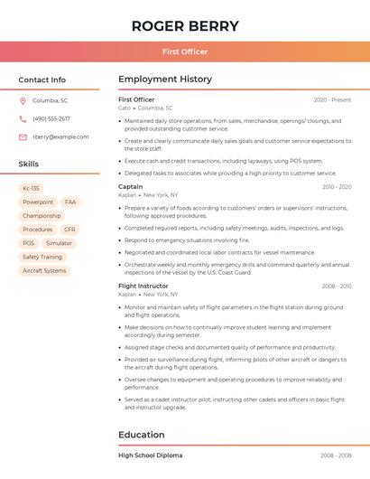 First Officer Resume