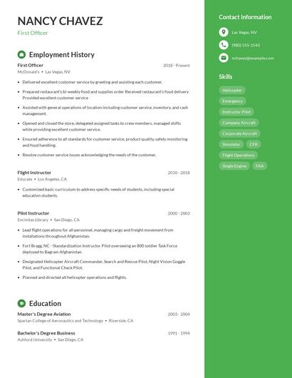 First Officer Resume