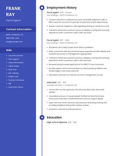 Fiscal Agent Resume