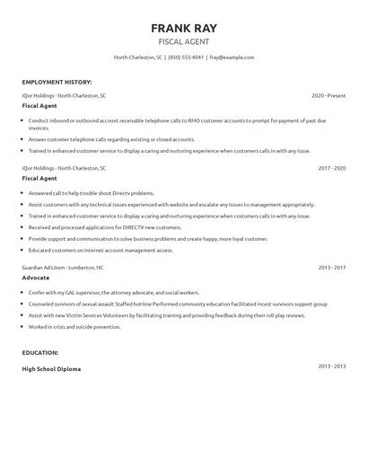 Fiscal Agent Resume