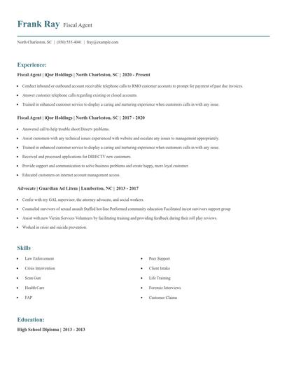 Fiscal Agent Resume