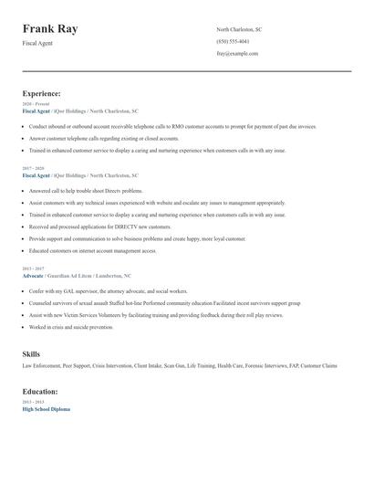 Fiscal Agent Resume