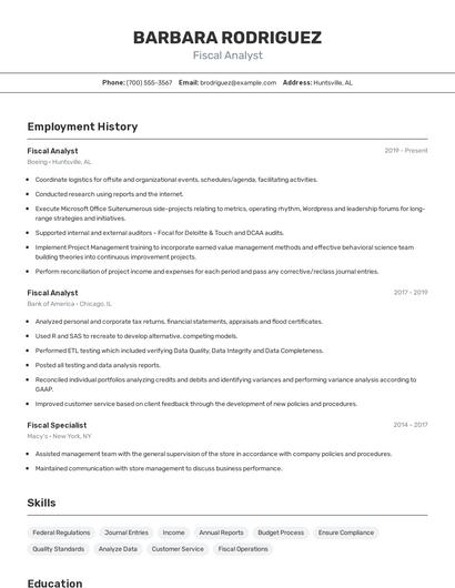 Fiscal Analyst Resume