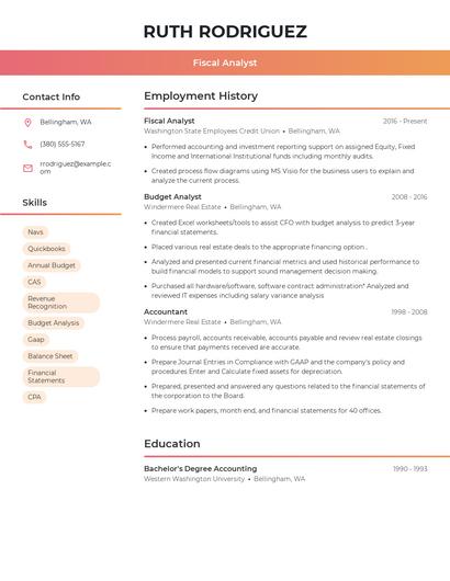 Fiscal Analyst Resume