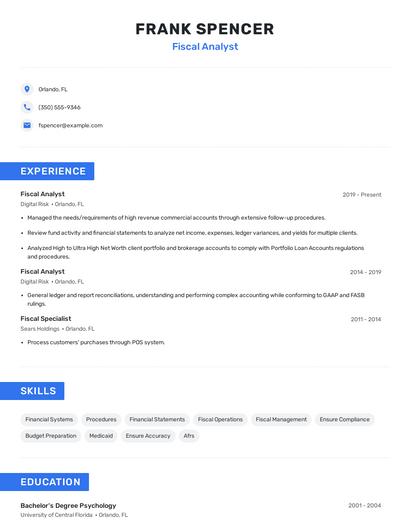 Fiscal Analyst Resume