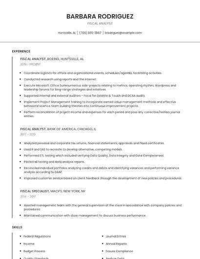 Fiscal Analyst Resume