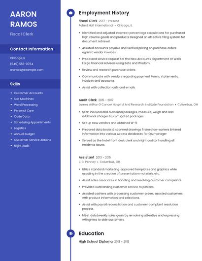 Fiscal Clerk Resume