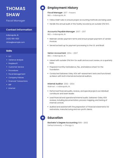 Fiscal Manager Resume