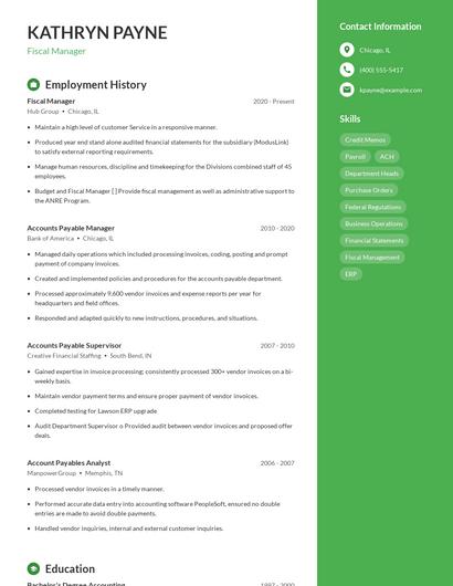 Fiscal Manager Resume