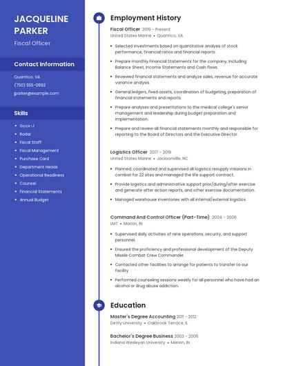 Fiscal Officer Resume