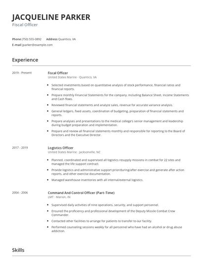 Fiscal Officer Resume