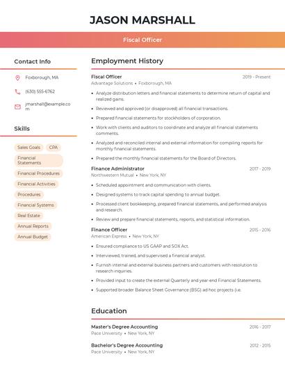 Fiscal Officer Resume