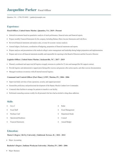 Fiscal Officer Resume