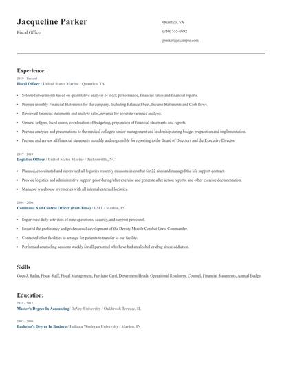 Fiscal Officer Resume