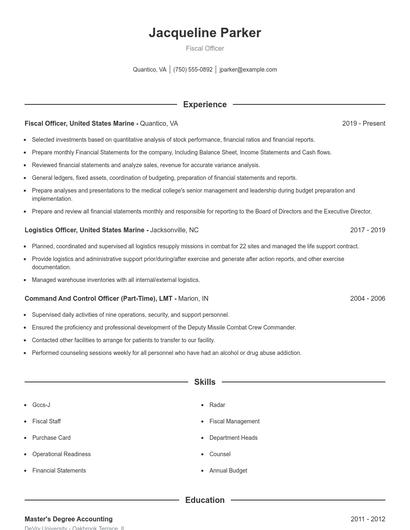 Fiscal Officer Resume
