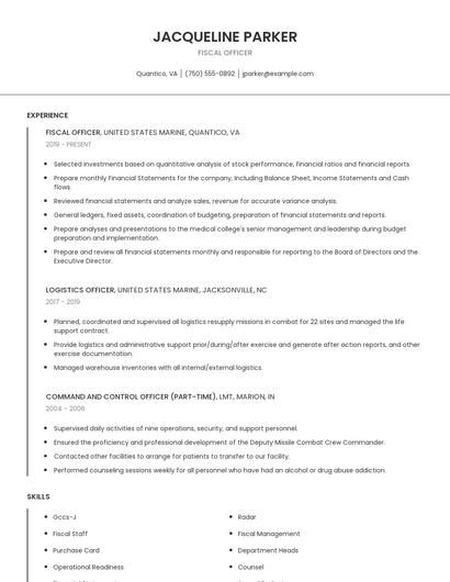 Fiscal Officer Resume