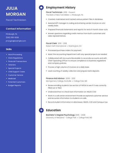 Fiscal Technician Resume
