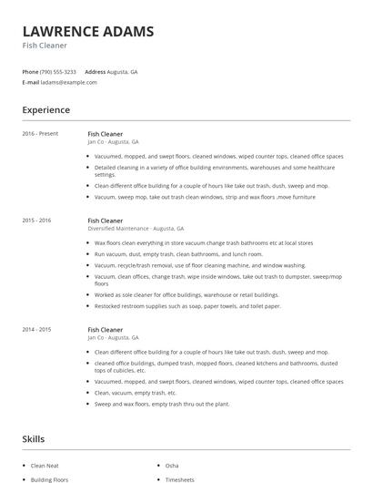 Fish Cleaner Resume