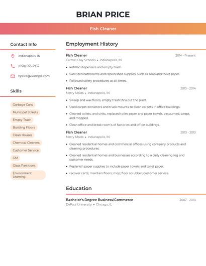 Fish Cleaner Resume