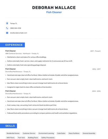 Fish Cleaner Resume