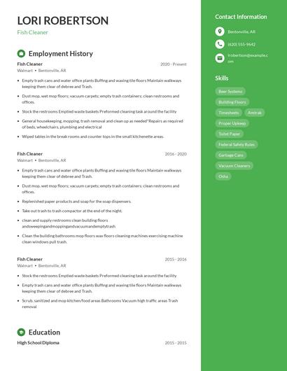 Fish Cleaner Resume