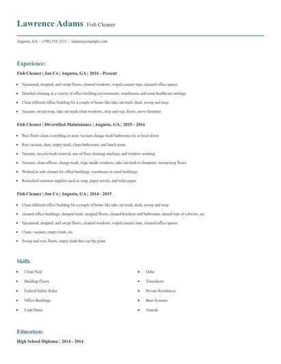 Fish Cleaner Resume