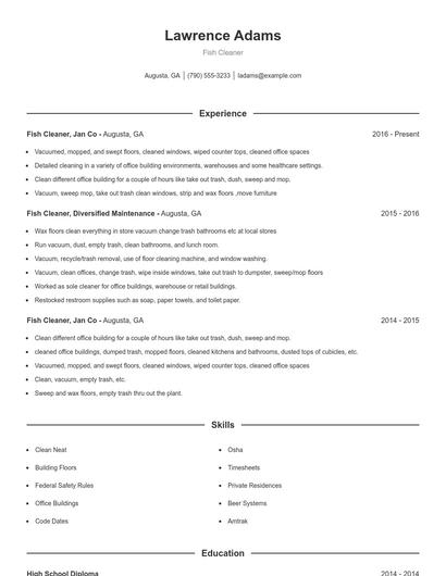 Fish Cleaner Resume