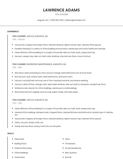 Fish Cleaner Resume