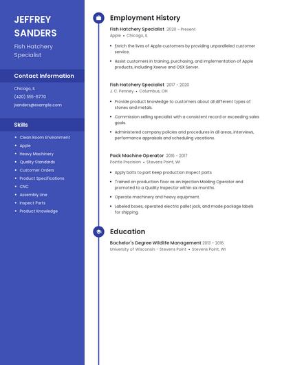 Fish Hatchery Specialist Resume