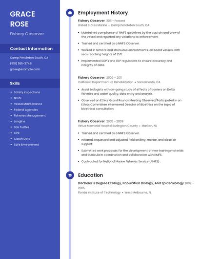 Fishery Observer Resume