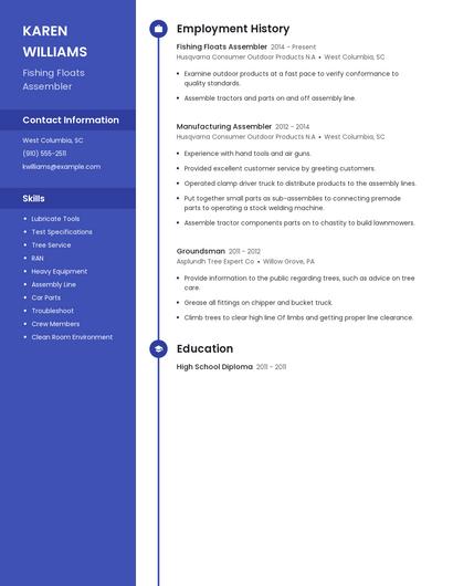 Fishing Floats Assembler Resume