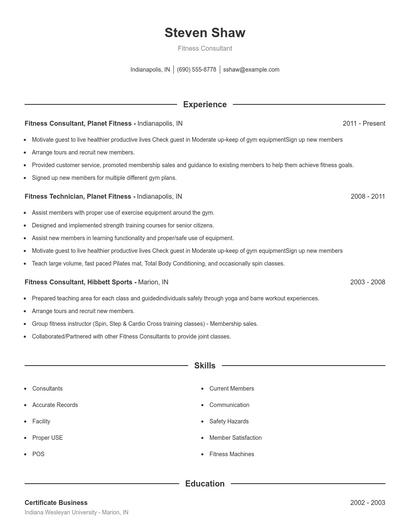 Resume example 1
