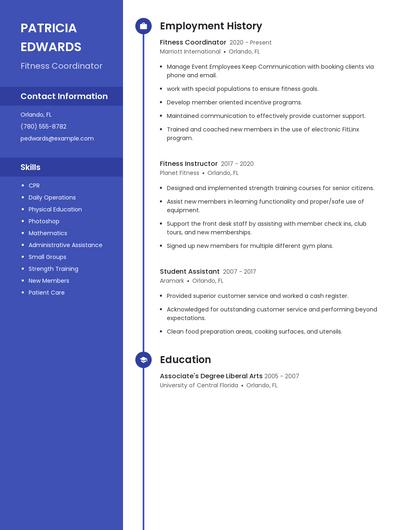 Fitness Coordinator Resume