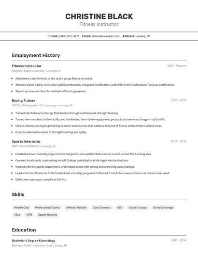 Resume example 2