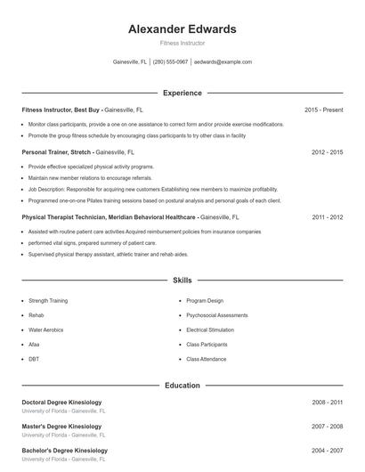 Resume example 1
